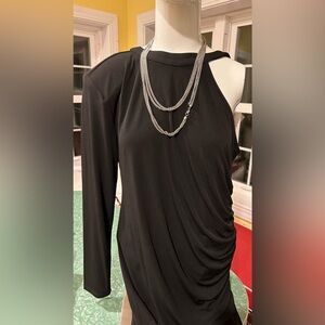 Eloquii Black Strong‎ Shoulder Dress With Cold Shoulder NWT Sz 14 Side Ruche
